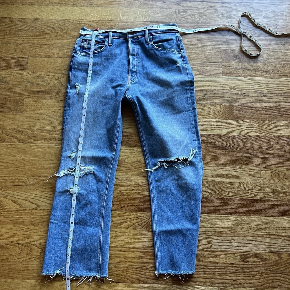 MOTHER The Tripper Ankle Fray Jeans Size 29 Blue Play Like A Pirate Wash Raw Hem - Picture 14 of 16